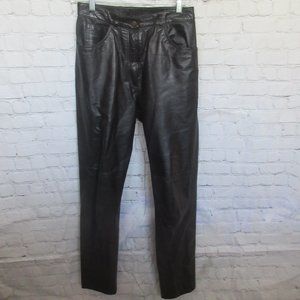 Pia Rucci Black Leather High Rise Pants